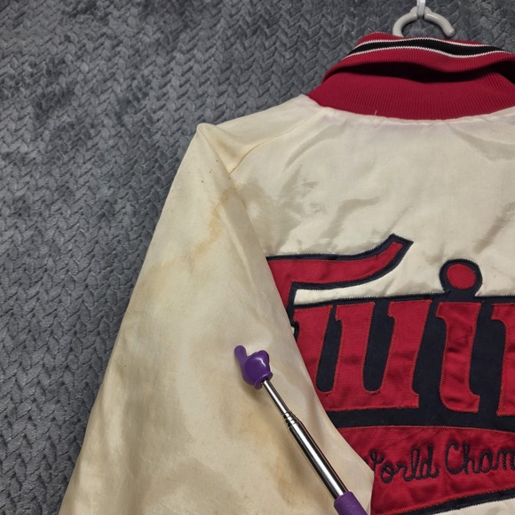 Vintage 1987 Minnesota Twins World Series Champs Jacket Men's M White Satin J&L - Picture 13 of 15